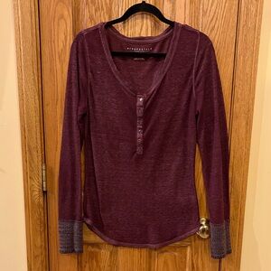 Aeropostale Women's Burgundy Long Sleeve Waffle Tee